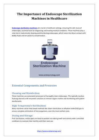 The Importance of Endoscope Sterilization Machines in Healthcare