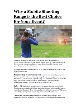 Why a Mobile Shooting Range is the Best Choice for Your Event