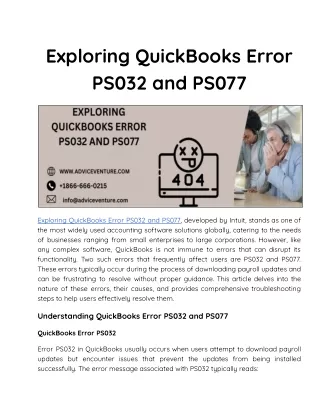 Exploring QuickBooks Error PS032 and PS077