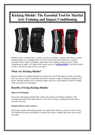 Kicking Shields The Essential Tool for Martial Arts Training and Impact Conditioning