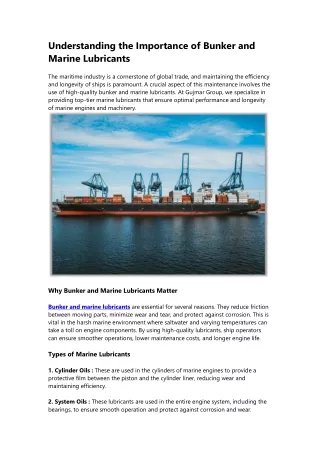 Top-Quality Bunker and Marine Lubricants  Gujmar Group