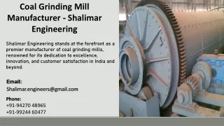 Coal Grinding Mill Manufacturer - Shalimar Engineering