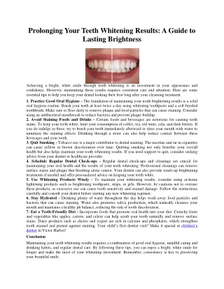 Prolonging Your Teeth Whitening Results: A Guide to Lasting Brightness