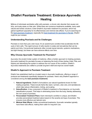 Dhathri Psoriasis Treatment_ Embrace Ayurvedic Healing