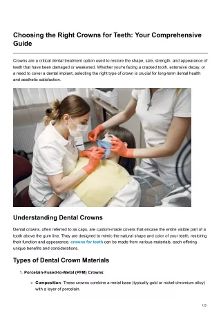 Choosing the Right Crowns for Teeth Your Comprehensive Guide