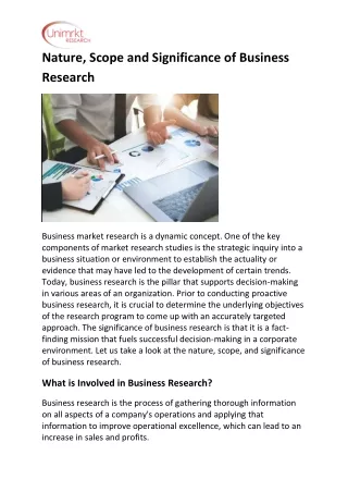 Nature, Scope and Significance of Business Research