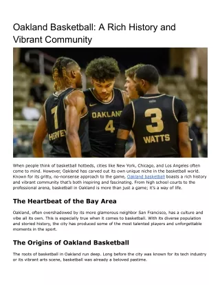 Oakland Basketball_ A Rich History and Vibrant Community