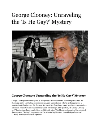 George Clooney_ Unraveling the ‘Is He Gay