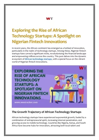 Exploring the Rise of African Technology Startups - A Spotlight on Nigerian Fintech Innovations