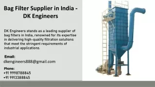 Bag Filter Supplier in India  - DK Engineers