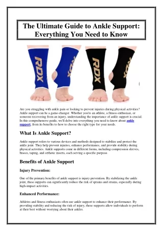 The Ultimate Guide to Ankle Support Everything You Need to Know