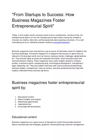 From Startups to Success_ How Business Magazines Foster Entrepreneurial Spirit