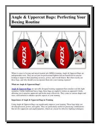 Angle & Uppercut Bags Perfecting Your Boxing Routine