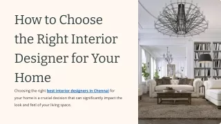 How to Choose the Right Interior Designer for Your Home