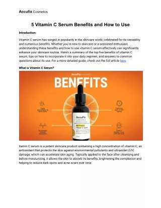 5 Vitamin C Serum Benefits and How to Use