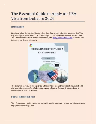 The Essential Guide to Apply for USA Visa from Dubai in 2024