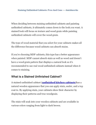 Staining Unfinished Cabinets Pros And Cons — Amishwerks
