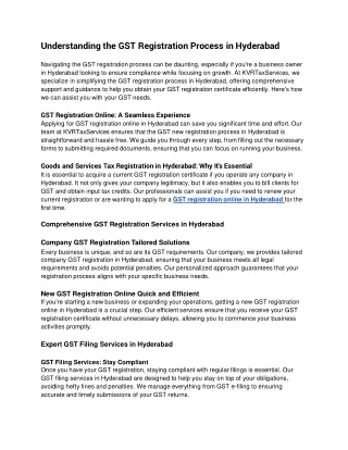Understanding the GST Registration Process in Hyderabad