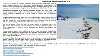 Explore Opal Beach, Florida: Camping, Fishing, Hiking & More