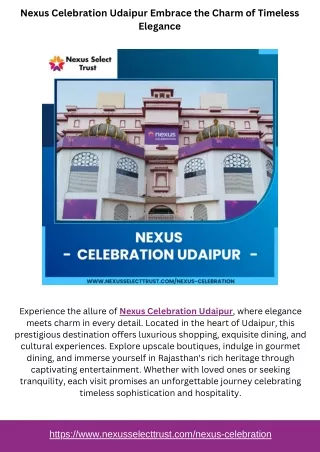 Nexus Celebration Udaipur Embrace the Charm of Timeless Elegance