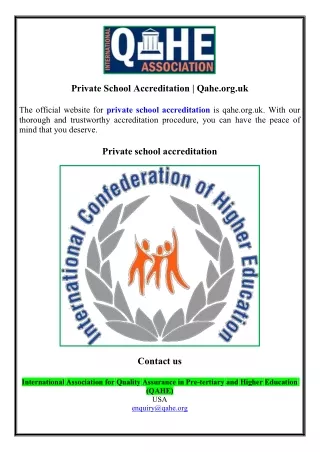 Private School Accreditation | Qahe.org.uk