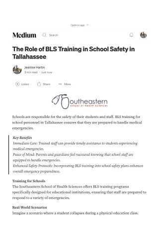 The Role of BLS Training in School Safety in Tallahassee