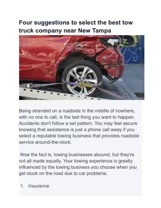 Four suggestions to select the best tow truck company near New Tampa (1)