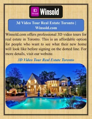 3d Video Tour Real Estate Toronto   Winsold.com