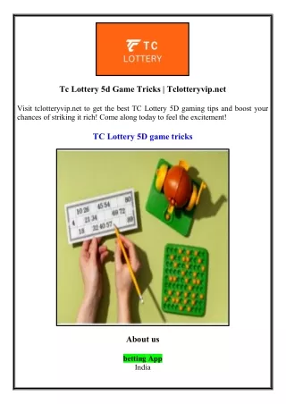 Tc Lottery 5d Game Tricks | Tclotteryvip.net