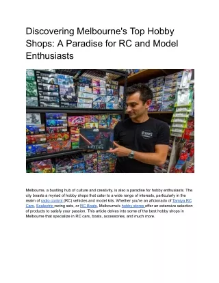 Discovering Melbourne's Top Hobby Shops_ A Paradise for RC and Model Enthusiasts