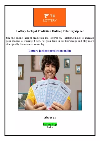 Lottery Jackpot Prediction Online | Tclotteryvip.net