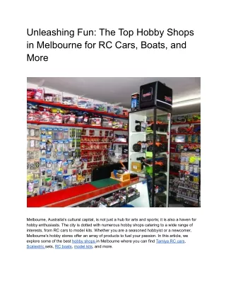 Unleashing Fun_ The Top Hobby Shops in Melbourne for RC Cars, Boats, and More