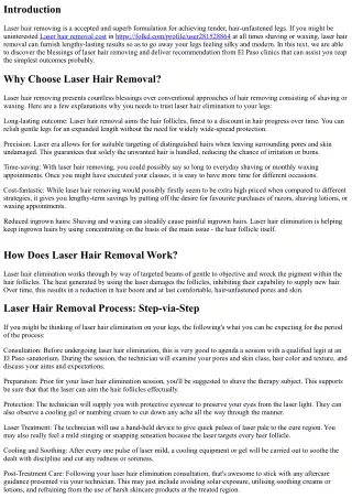 How to Get Smooth Legs with Laser Hair Removal: Advice from El Paso Clinics
