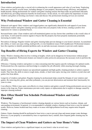 How Clean Home windows and Gutters Increase Your private home's Benefit