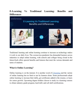 E-Learning Vs Traditional Learning_ Benefits and Differences