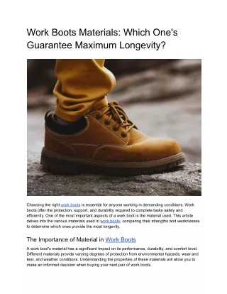 Work Boot Materials_ Which One's Guarantee Maximum Longevity