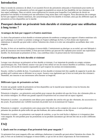 Pourquoi choisir un présentoir bois durable et résistant pour une utilisation à