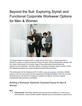 Beyond the Suit_ Exploring Stylish and Functional Corporate Workwear Options for Men & Women