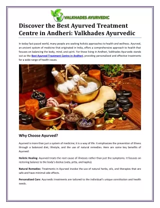 Best Ayurved Treatment Centre in Andheri for Your Health