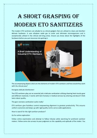 A Short Grasping Of Modern ETO Sanitizers