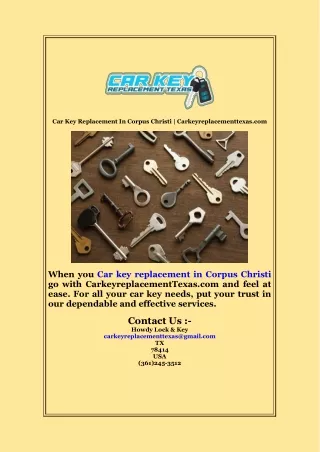 Car Key Replacement In Corpus Christi  Carkeyreplacementtexas com