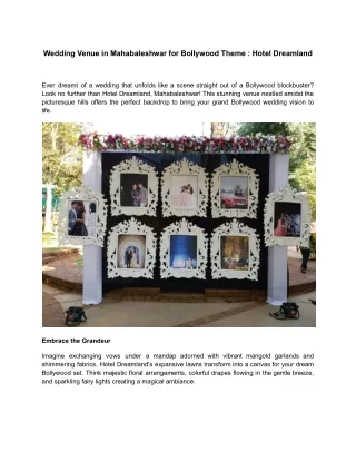 Wedding Venue in Mahabaleshwar for Bollywood Theme _ Hotel Dreamland