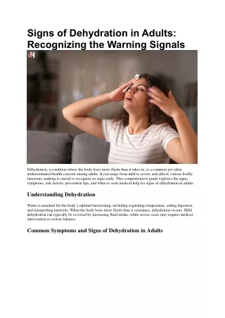 Signs of Dehydration in Adults