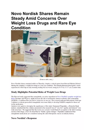 Novo Nordisk Shares Remain Steady Amid Concerns Over Weight Loss Drugs and Rare Eye Condition