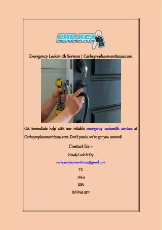 Emergency Locksmith Services  Carkeyreplacementtexas com