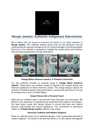 Navajo Jewelry- Authentic Indigenous Adornments