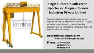 Single Girder Goliath Crane Exporter in Ethopia - Torrane Industries Private Ltd