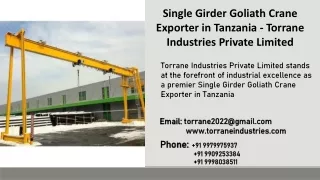 Single Girder Goliath Crane Exporter in Tanzania -Torrane Industries Private ltd