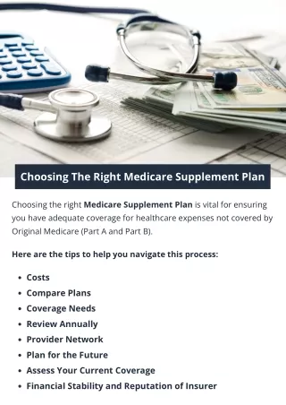 Choosing The Right Medicare Supplement Plan