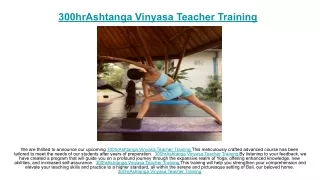 300hrAshtanga Vinyasa Teacher Training